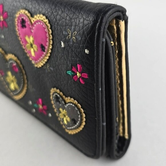 Loungefly Sugar Skull Day of the Dead Trifold Faux Leather Wallet Gold Interior - Picture 4 of 16